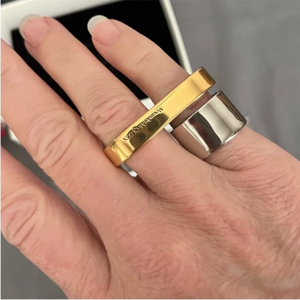 Alexander McQueen Silver and Gold Double Ring - Picture 6 of 10